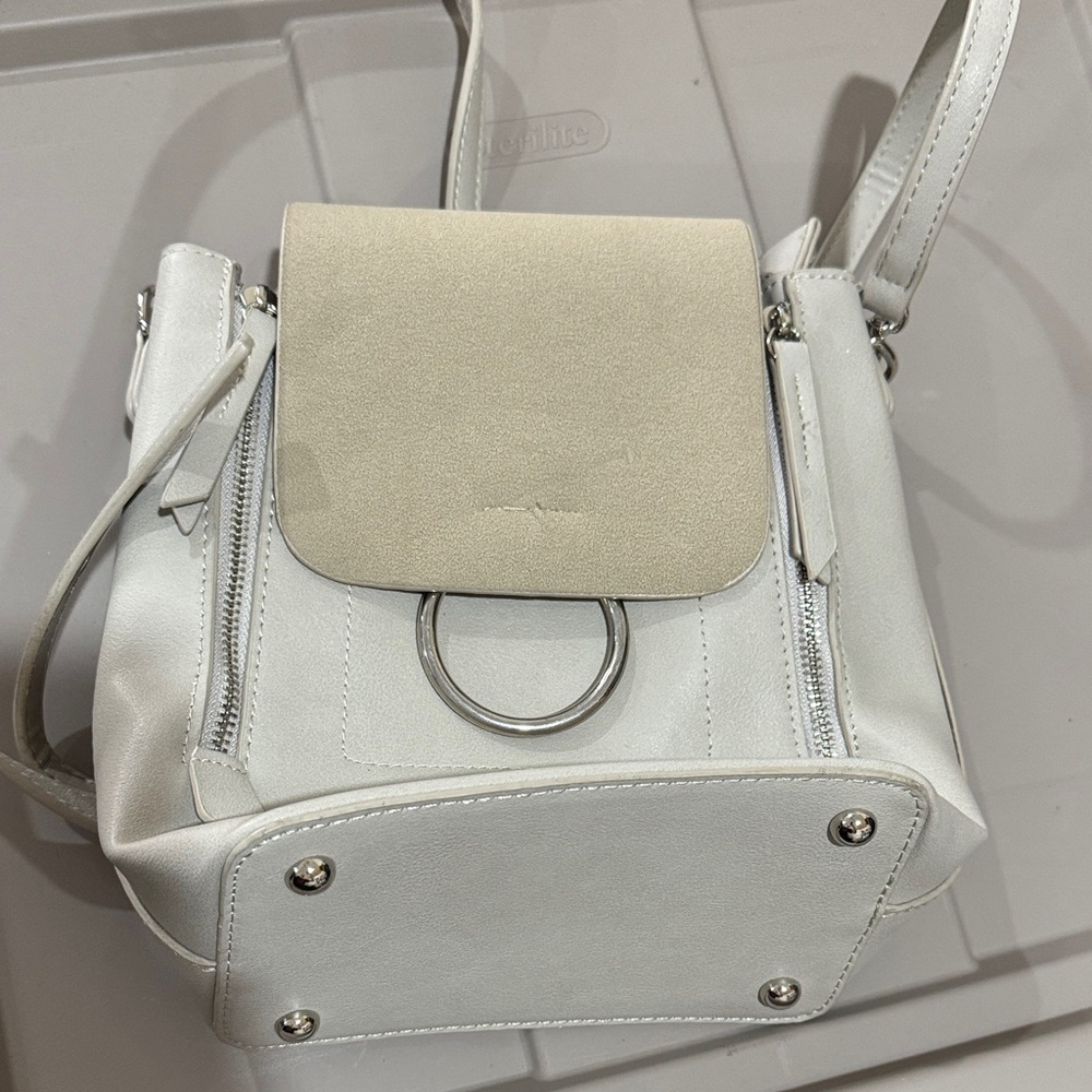 Francesca's Collections White and Tan Backpack